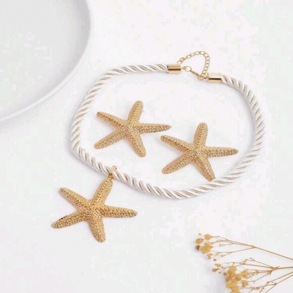 Starfish Jewelry Set | Boho Beach Summer Style | 14k Gold Plated - Picture 8 of 10